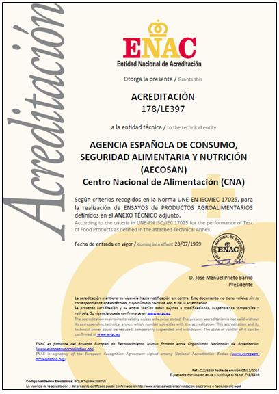Acreditación por la Entidad Nacional de Acreditación