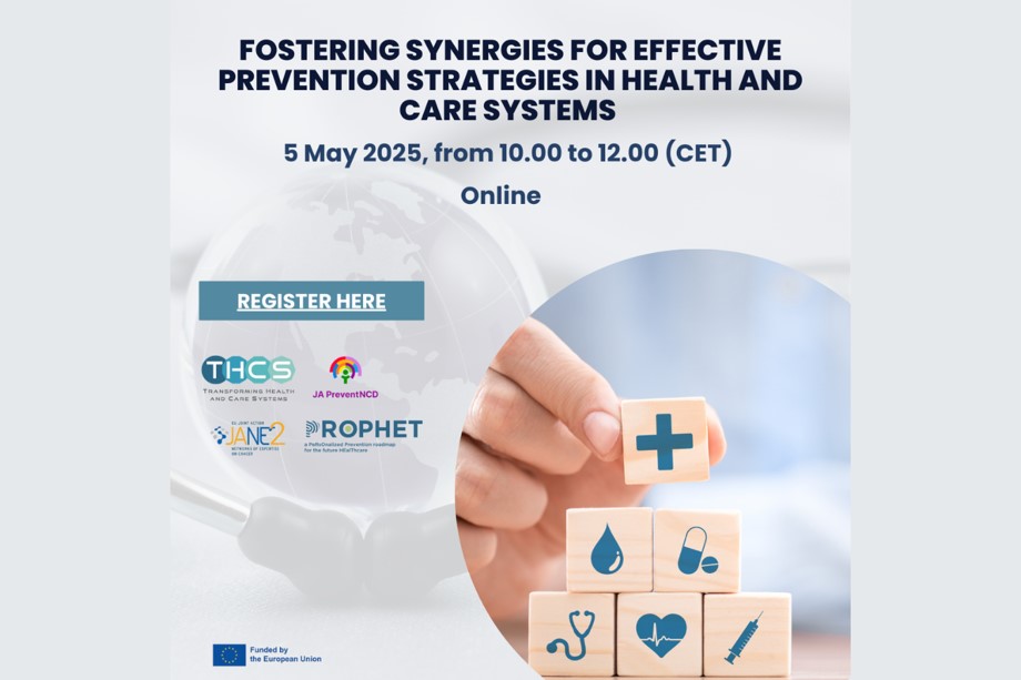 Acción Conjunta sobre Cáncer y Enfermedades No Transmisibles (ENT), próximo seminario web el 5 de mayo de 2025 sobre: El fomento de sinergias para estrategias de prevención efectivas en los sistemas sanitarios y de cuidados
