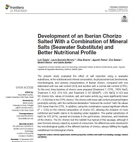 Revista FRONTIERS in NUTRITION. Artículo “Elaboración de un chorizo ibérico salado con una combinación de sales minerales (agua de mar) y mejor perfil nutricional”. Agustín Palma Barriga, Subdirección General de Promoción de la Seguridad Alimentaria. 4.03.2021