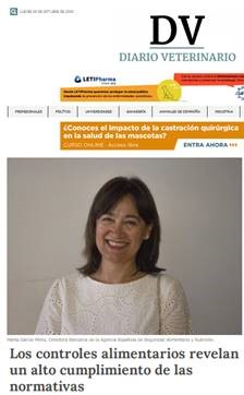 Entrevista a la Directora Ejecutiva de la AESAN en el Diario Veterinario. 1-10-2020.