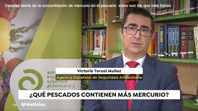 Intervención del Subdirector General de Promoción de la Seguridad Alimentaria de la AESAN en Noticias Antena3 sobre las recomendaciones de consumo de pescado por mercurio. 6-11-2019.