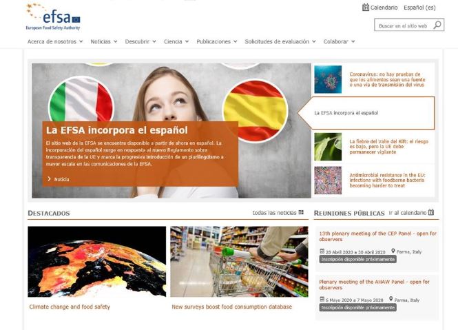 La Autoridad Europea de Seguridad Alimentaria, EFSA, estrena web en español