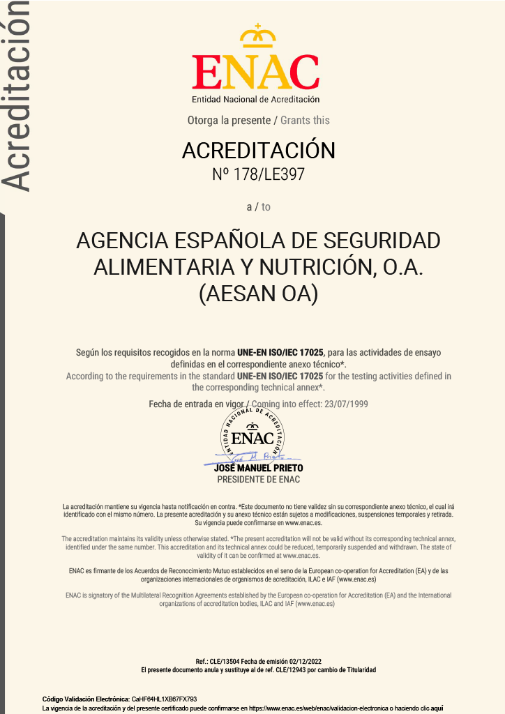 Accredited by Spain's National Accreditation Body