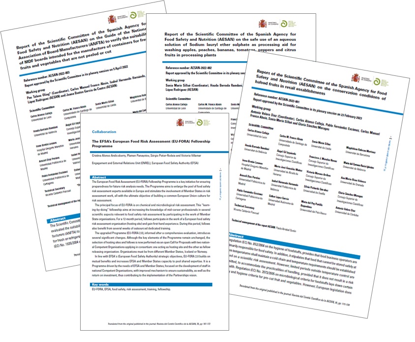Publicados en inglés tres informes aprobados por el Comité Científico de la AESAN Three reports approved by the AESAN Scientific Committee have been published in English