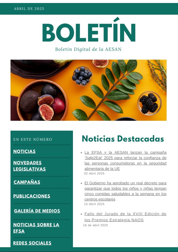 Boletin digital AESAN abril 2025  (pdf)