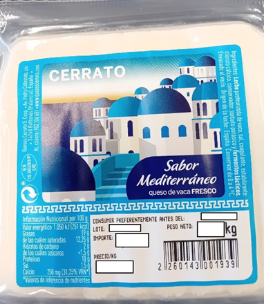 Queso fresco sabor mediterráneo Cerrato