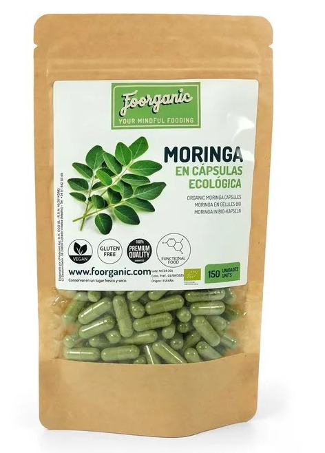 Imagen del producto Moringa en cápsulas ecológica de la marca Foorganic
