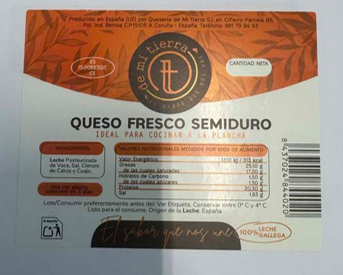 Imagen del producto Queso fresco semiduro de la marca De mi tierra